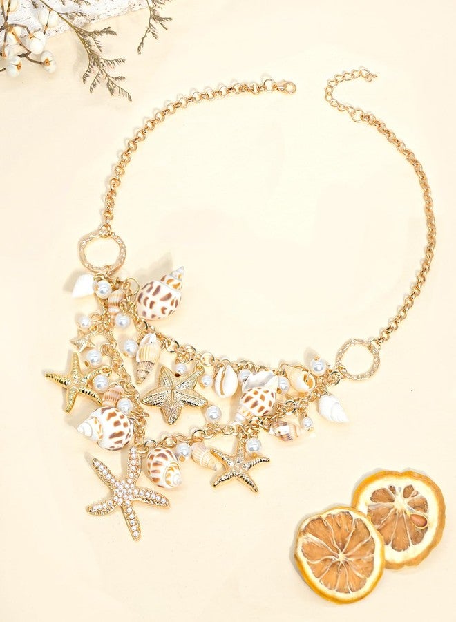 nylry Seashell Necklace for Women Gold Layered Sea Shell Necklace Boho Summer Beach Necklaces for Women Adjustable Pearl Conch Starfish Necklaces Vacation Coastal Beachy Jewelry Outfits Accessories-1 - Image 5